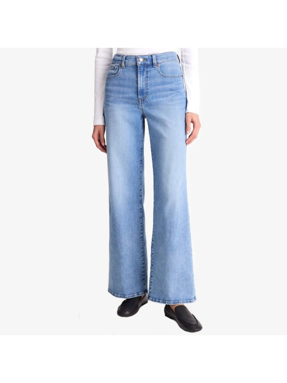 Madewell The Wide-Leg Jean in Super Stretch Denim Coastal Blue Size 30S X 28 NWT